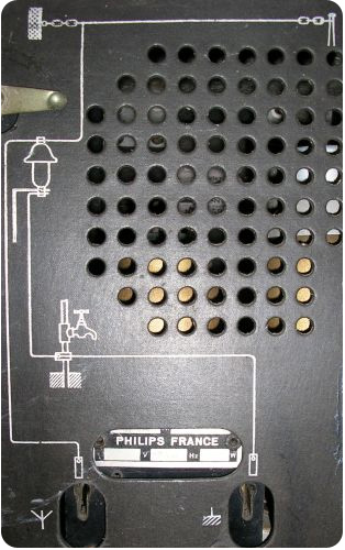 image du dos carton d'un radio montrant les connexions à l'antenne et à la terre